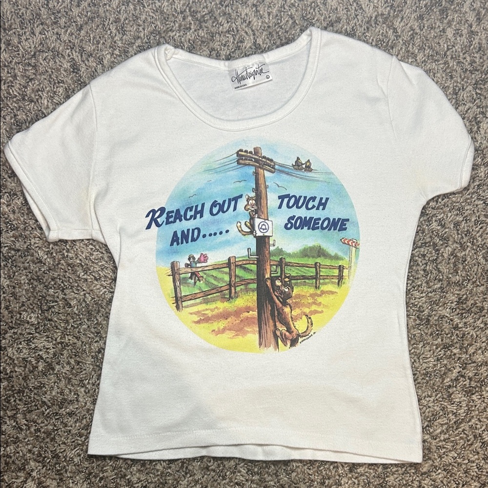 Vintage Bell South White Tee with Playful Graphic